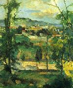 Paul Cezanne Dorf hinter den Baumen, Ile de France Spain oil painting artist
